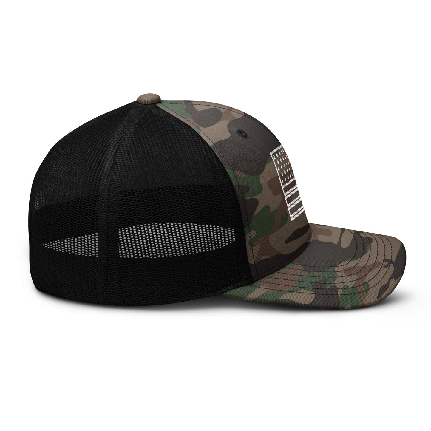 American Flag Embroidered Camouflage Trucker Hat