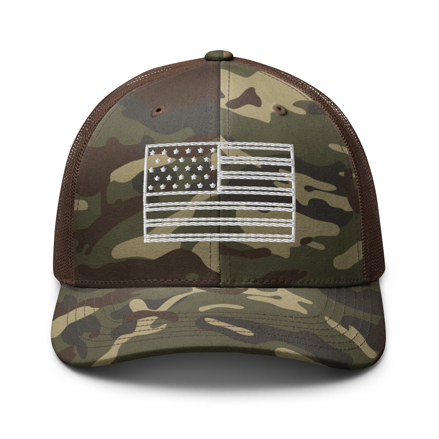 American Flag Embroidered Camouflage Trucker Hat