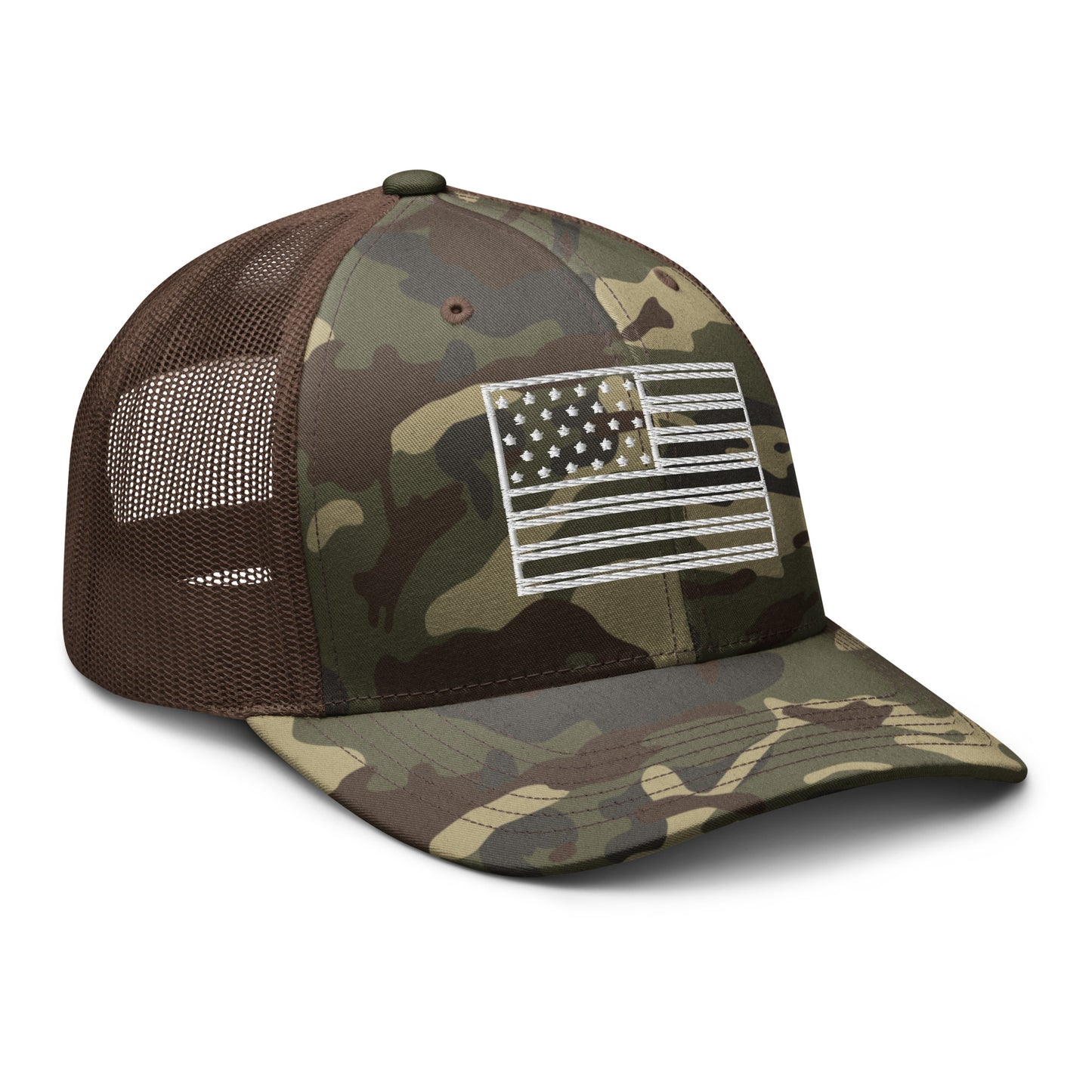 American Flag Embroidered Camouflage Trucker Hat