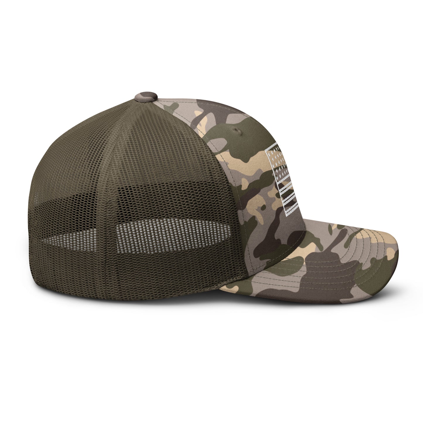 American Flag Embroidered Camouflage Trucker Hat