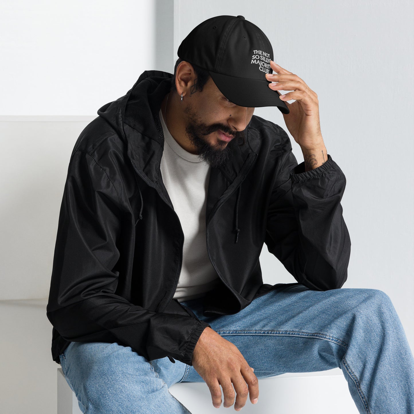 The Not So Silent Embroidered Dad Hat White Stitching