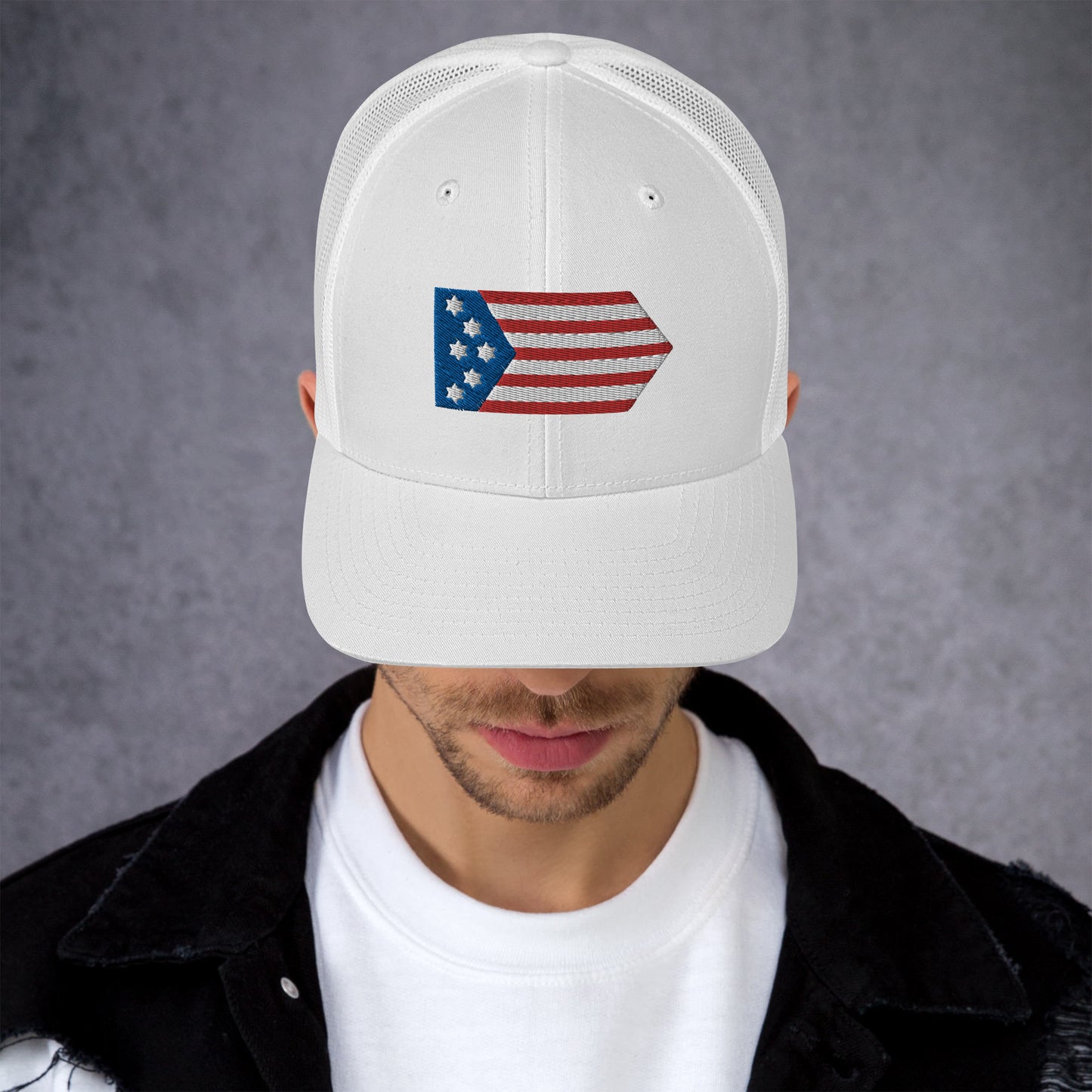 Magen David American Flag Embroidered Trucker Cap