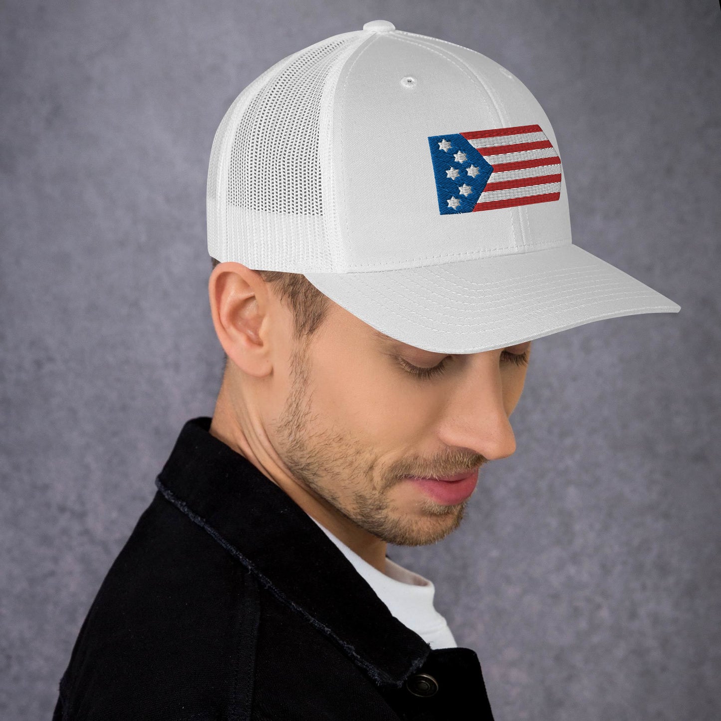 Magen David American Flag Embroidered Trucker Cap